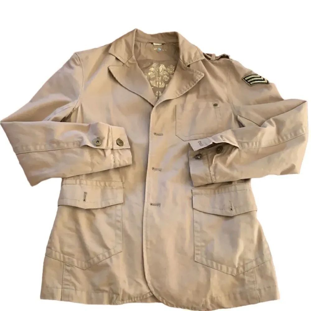 Military Style Beige Twice Lightweight Jacket Size Medium